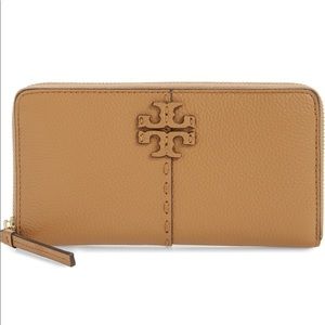 Tory Burch Cross Stitch Zip Wallet in Camel